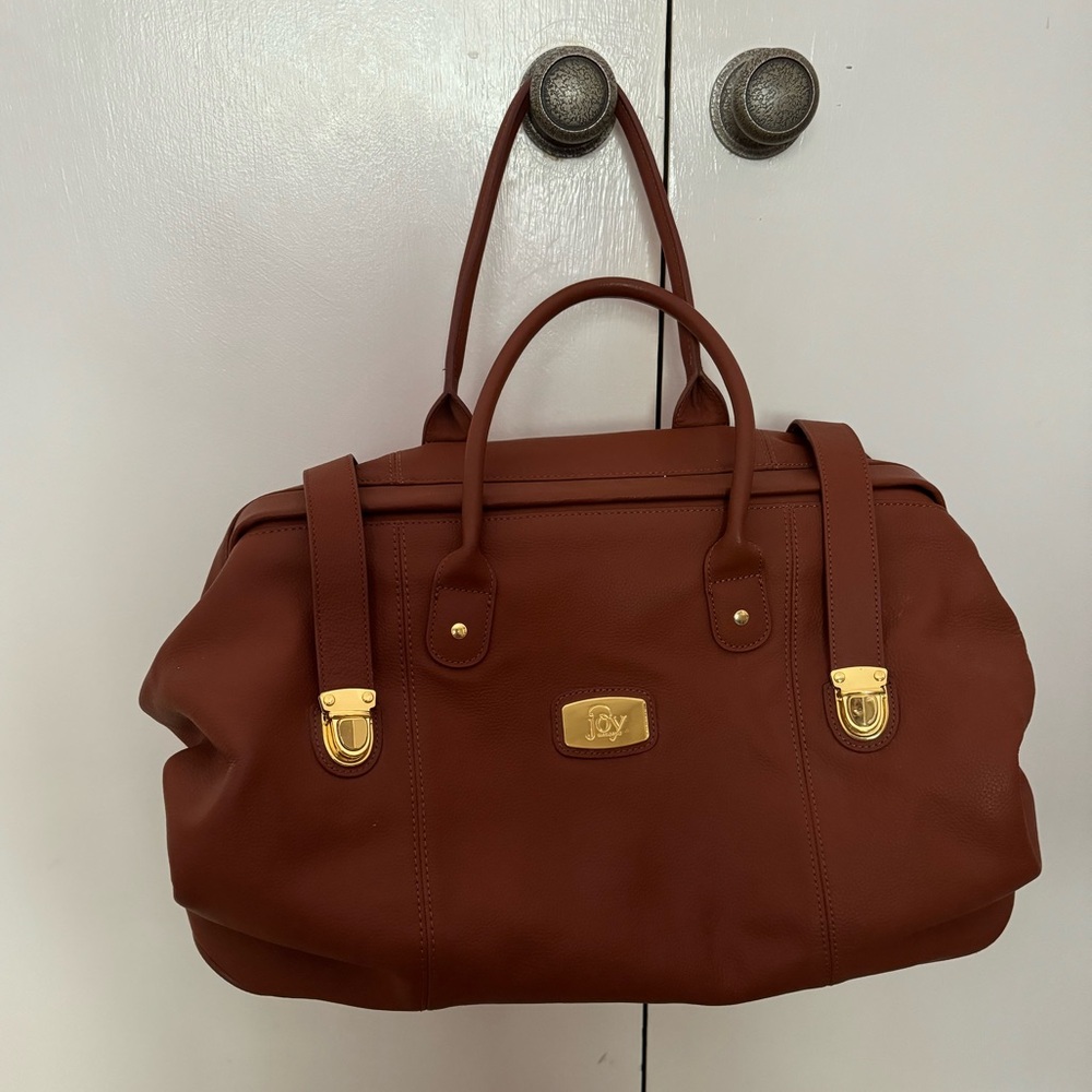 Joy Mangano leather travel duffel bag